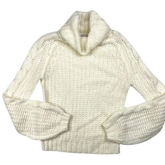 Planet Gold Cowl Neck Sweater Top Women's XS Ivory White Open Knit‎ Soft NEW - Picture 4 of 8